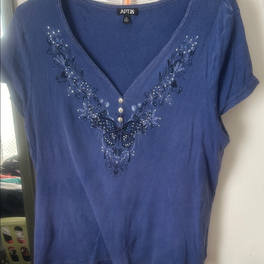 Apt. 9 Women's Short Sleeve Top with Embroidery
